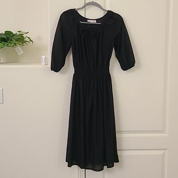 Vintage Dresses & Skirts - Vintage Cottagecore prairiecore Black chemise puff ballon sleeve sheer dress y2k